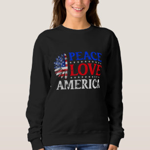 Sweatshirt Peace Love America Patriotic USA Drapeau Tournesol