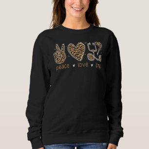 Sweatshirt Peace Love Cna Infirmière Empreinte de léopard de