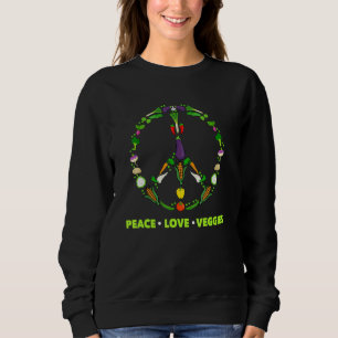 Sweatshirt Peace Love Légume Veganism Plante Organic Based Ve