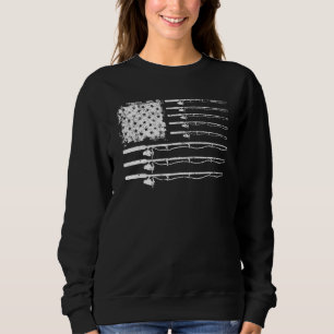 Sweatshirt Pêche Pour Hommes Boy Rod Drapeau Us Pêcheur Vinta