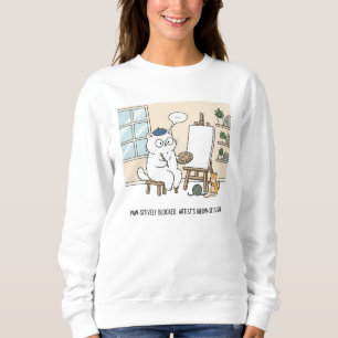 Sweatshirt Peintre Chat Blanc Drôle Inspiré Studio Artwork
