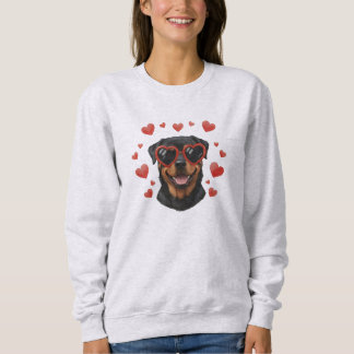 Sweatshirt Peinture à l'huile de la Saint-Valentin Rottweiler