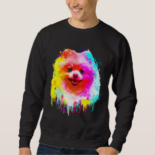 Sweatshirt Peinture Poméranienne colorée à la main