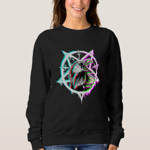 Sweatshirt Pentagramme de corbeau satanique Vaporwave Occulte
