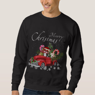 Sweatshirt Père Noël Boston Terrier équitation Camion Rouge M