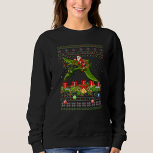 Sweatshirt Père Noël de Noël laid à cheval sur un oiseau dino