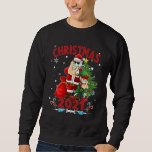 Sweatshirt Père Noël Et Elf Vacciné Joyeux Noël