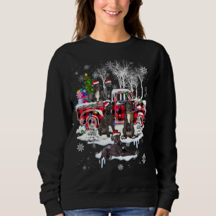 Sweatshirt Père Noël Great Dane Avec Red Plaid Pick Truck Xma