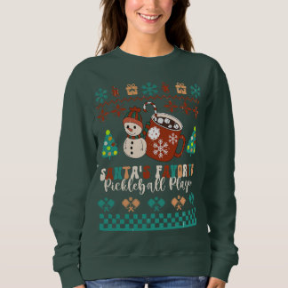 Sweatshirt Père Noël Joueur favori de Pickleball amusant laid