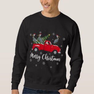 Sweatshirt Père Noël Riding Arbre de Noël Camion Heron Bird C