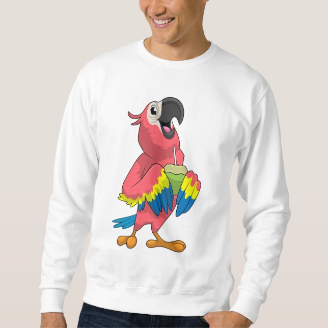 Sweatshirt Perroquet et noix de coco avec paille à boire (Devant)