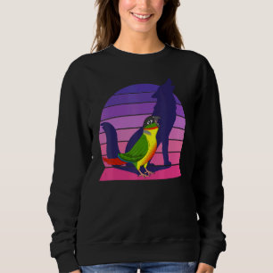 Sweatshirt Perroquet Rétro I Loup Hurleur I Conure à Côté Jau