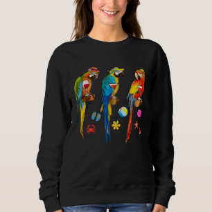 Sweatshirt Perroquets Hawaïens Buvant du Vin Noël en Juillet