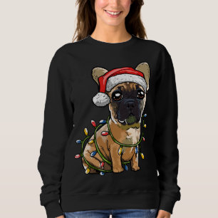 Sweatshirt Petit Chien à taureaux français Père Noël feux de