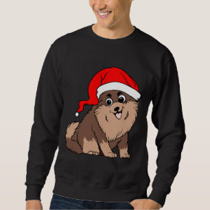 Sweatshirt Petit Chien Poméranien À Santa Hat Noël
