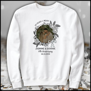 Sweatshirt Photo de 10e anniversaire gris et blanc moderne