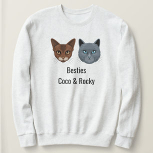 Sweatshirt Photo de famille personnalisé de chat maman en frê