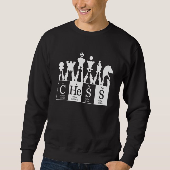 Sweatshirt Pièces d'échecs Éléments du tableau périodique Pou (Devant)