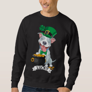 Sweatshirt Pitbull Lucky Leprechaun Chien Jour de la Saint Pa