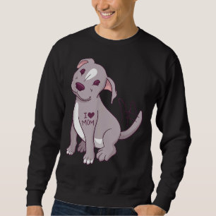 Sweatshirt Pitbull Puppy Tattoo I Heart Mom Funny