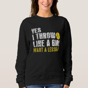 Sweatshirt Pitchers Softball Je Jette Comme Une Fille Basebal