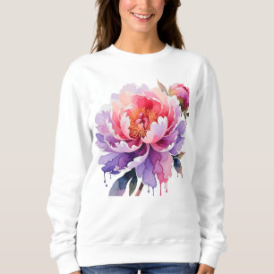 Sweatshirt Pivoine Florale Abstraite à l'Aquarelle qui Dégoul