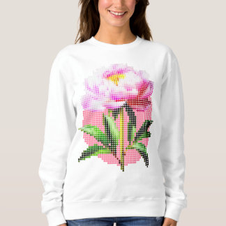 Sweatshirt Pivoine rose en mosaïque à pois Fleur