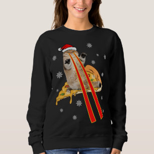Sweatshirt Pizza Chat Avec Yeux Laser Drôle Chat Pizz de Noël