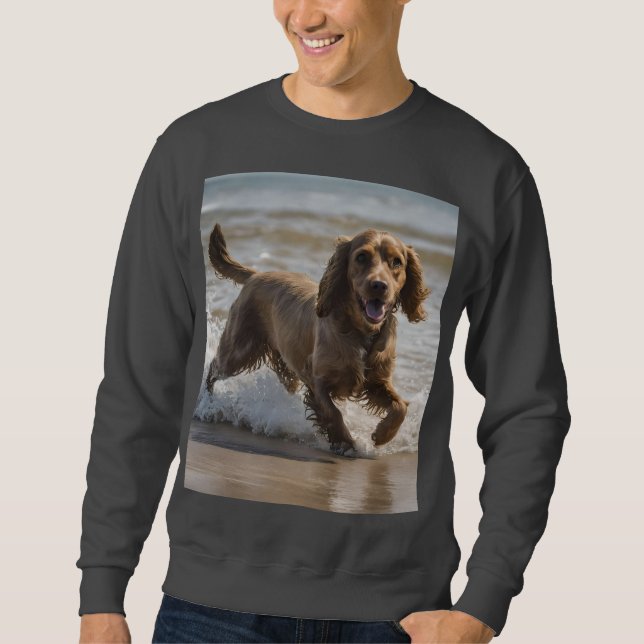 Sweatshirt "Plaisir de bord de mer : Cocker Spaniel à jouer d (Devant)