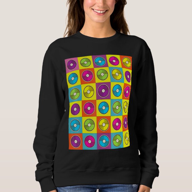 Sweatshirt Plaques de vinyle rétro (Devant)