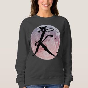 Sweatshirt Pleine lune et chat K Monogramme initial T-shirt