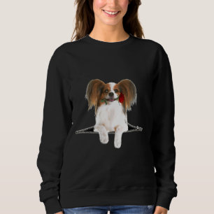 Sweatshirt Poche de Chien Zipper Rose Papillon