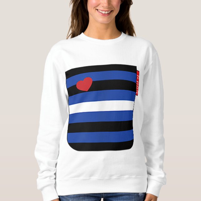 Sweatshirt Poche en cuir d'ours gris, drapeau d'impression (Devant)