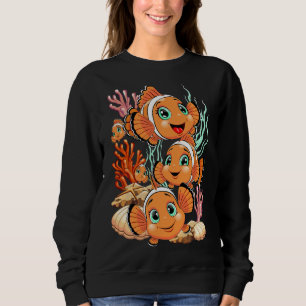 Sweatshirt Poisson clown Dessin animé mignon Famille Sous l'e