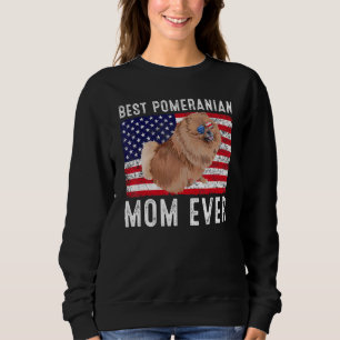 Sweatshirt Pomeranian Maman Usa Drapeau Américain Chien Pomer