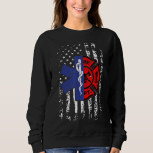 Sweatshirt Pompier EMT Pompier EMT Drapeau américain Cadeau