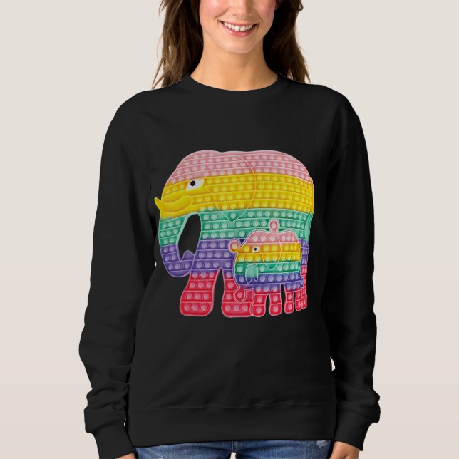 Sweatshirt Pop It Fidget Jeu Eléphant Mère Et Bébé (Devant)