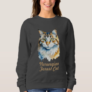 Sweatshirt Portrait d'aquarelle de chat de la forêt norvégien