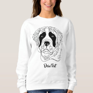 Sweatshirt Portrait d'art minimaliste Saint-Bernard en une li
