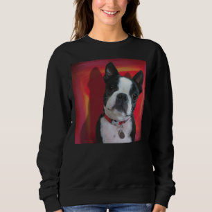 Sweatshirt Portrait de Boston Terrier sur Arrière - plan roug