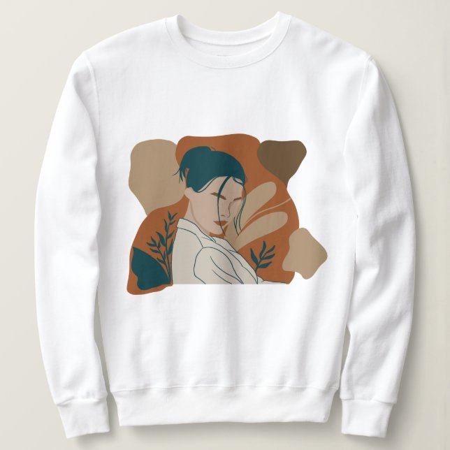 Sweatshirt potraits design plat avec couleurs boho (Design devant)