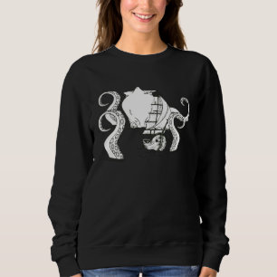 Sweatshirt Poulpe Géant Vintage Kraken Voile Calmar