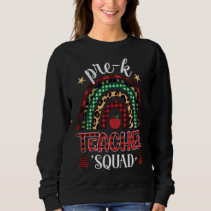 Sweatshirt Pré-K Teacher Squad Rainbow Buffalo Plaid Teacher