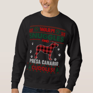 Sweatshirt Presa Canario Chien Animal Rouge Plaqué Noël laid