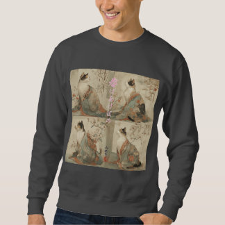 Sweatshirt "Printemps à l'aube" Chat Japonais en Kimono Art