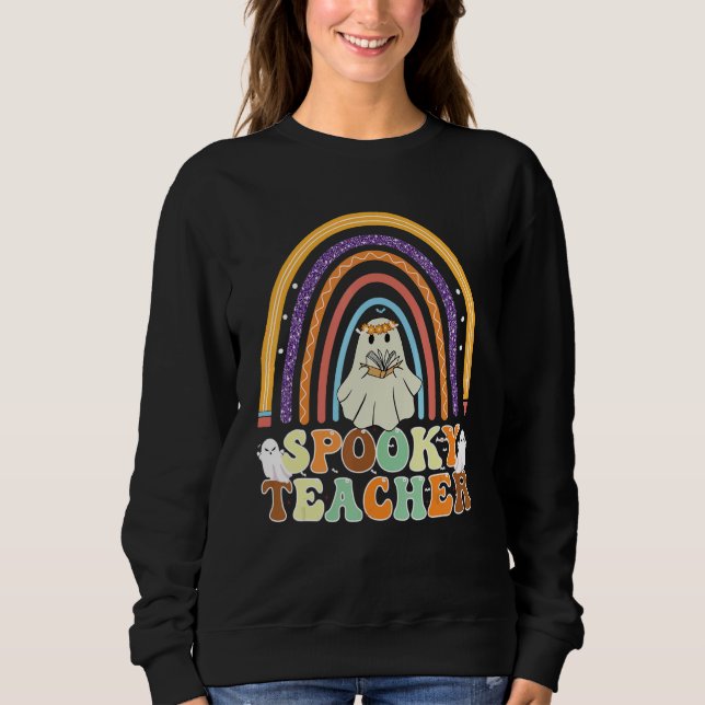 Sweatshirt Prof Fantôme Rétro Groovy Halloween Professeur (Devant)