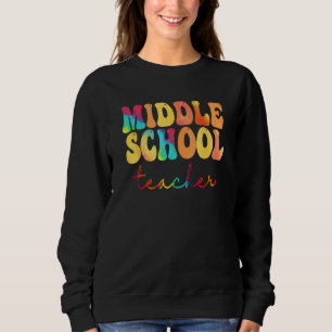 Sweatshirt Professeur de collège Rétro Groovy Joyeux Premier
