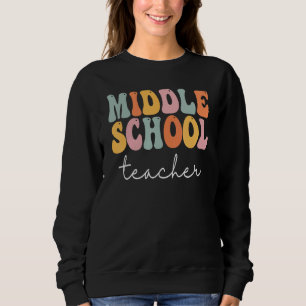 Sweatshirt Professeur de collège Rétro Groovy Joyeux Premier