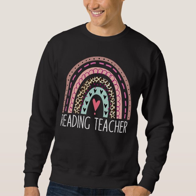 Sweatshirt Professeur De Lecture Boho Rainbow Retour À L'Écol (Devant)