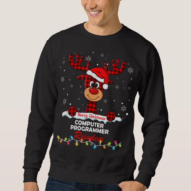 Sweatshirt Programmateur informatique Reindeer Santa Hat Buff (Devant)